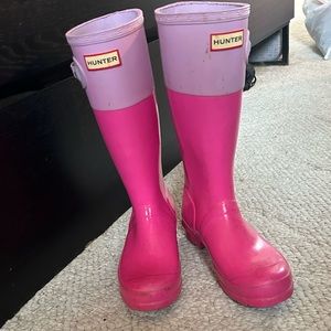 Hot pink and purple Hunter boots